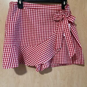 NWT | Abound - Red Gingham Asymmetrical Skort